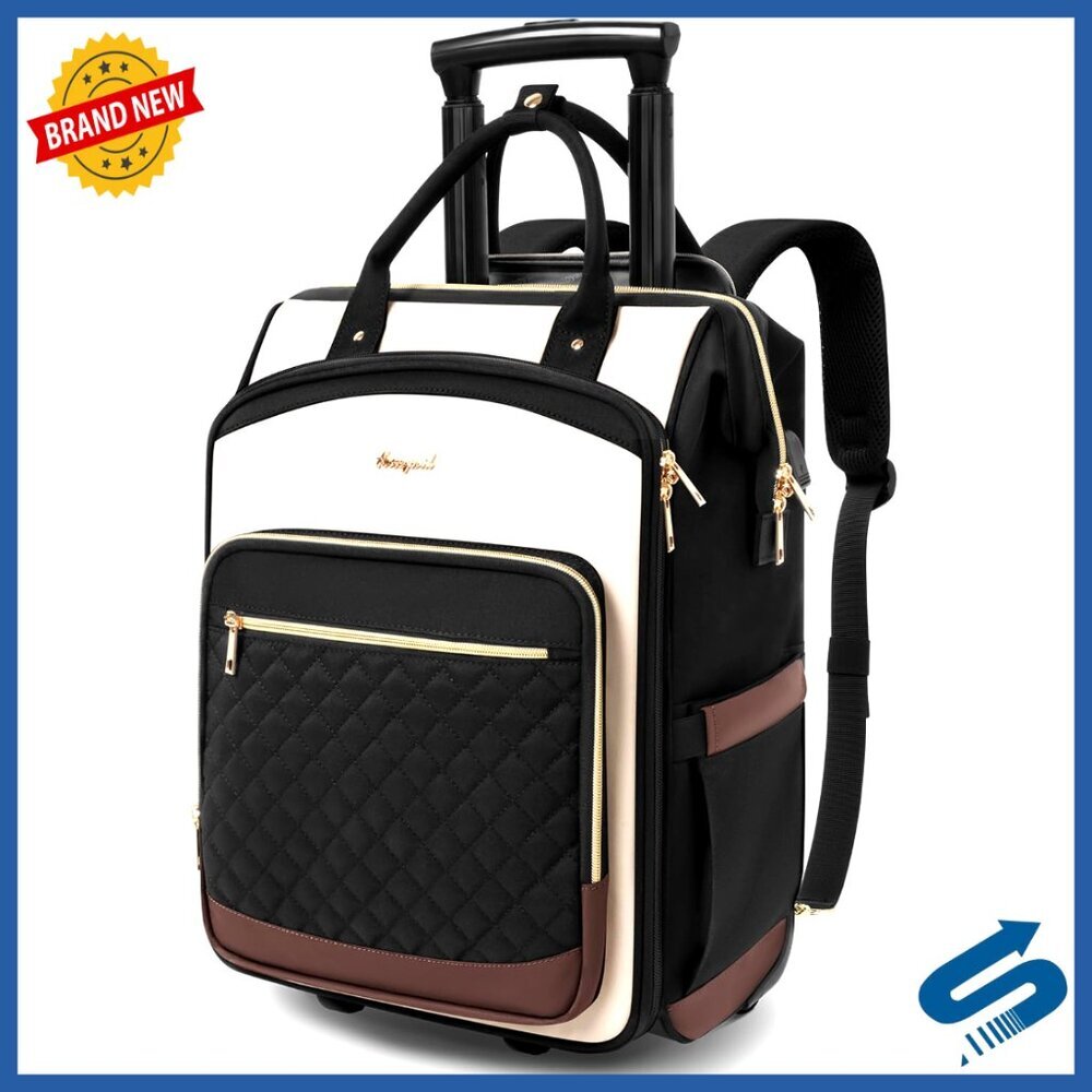 Rolling Laptop Backpack Travel Carry On Underseat Wheeled Business Work Bag
